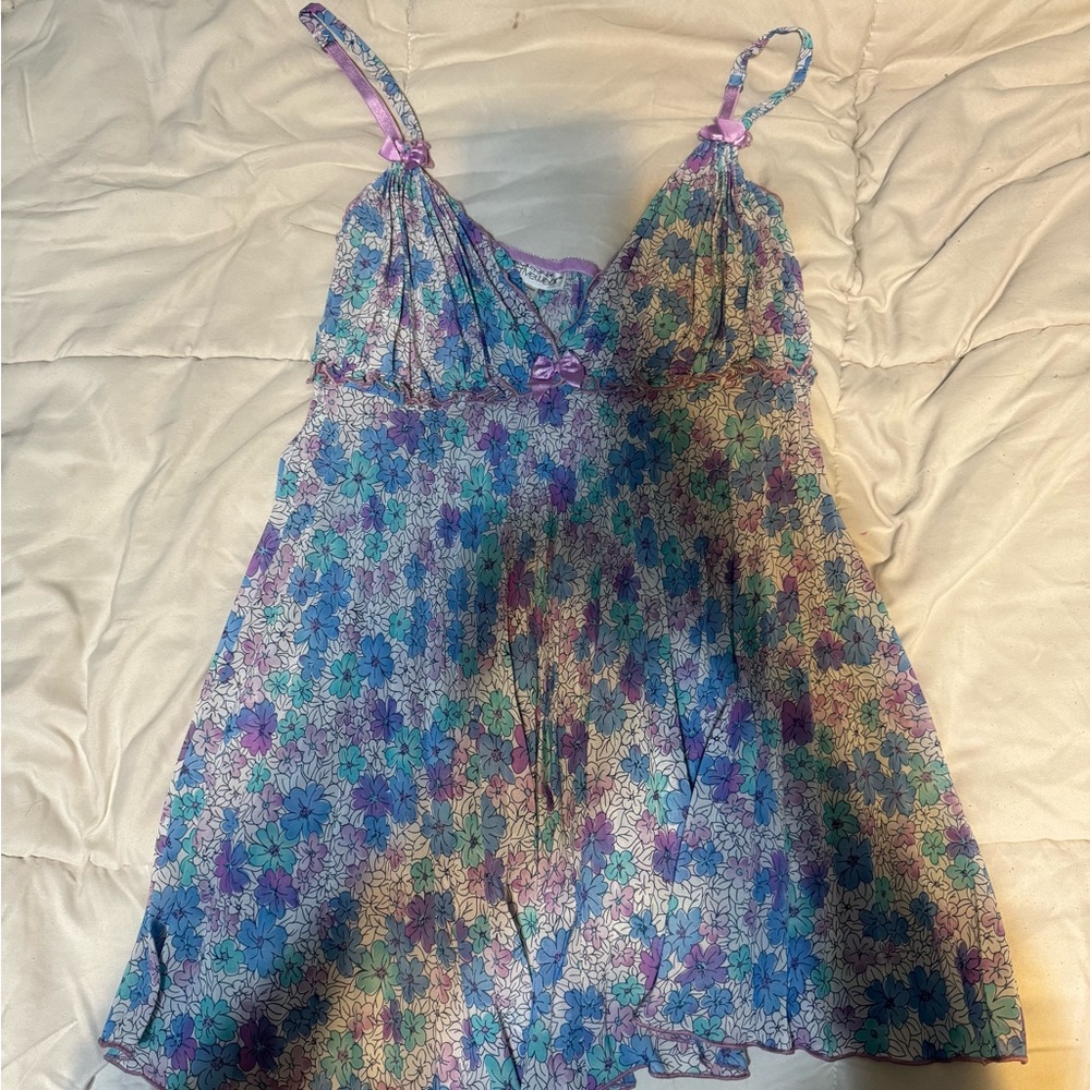 Floral Chemise in Purple and Blue